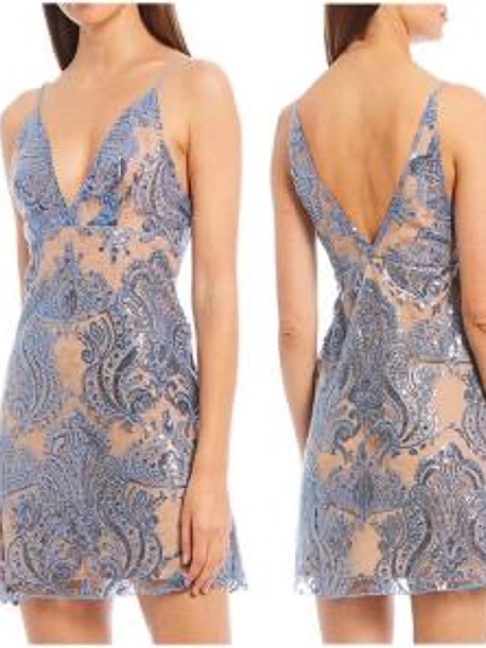 Free People Night Shimmers Blue Mini Dress Sz. 2